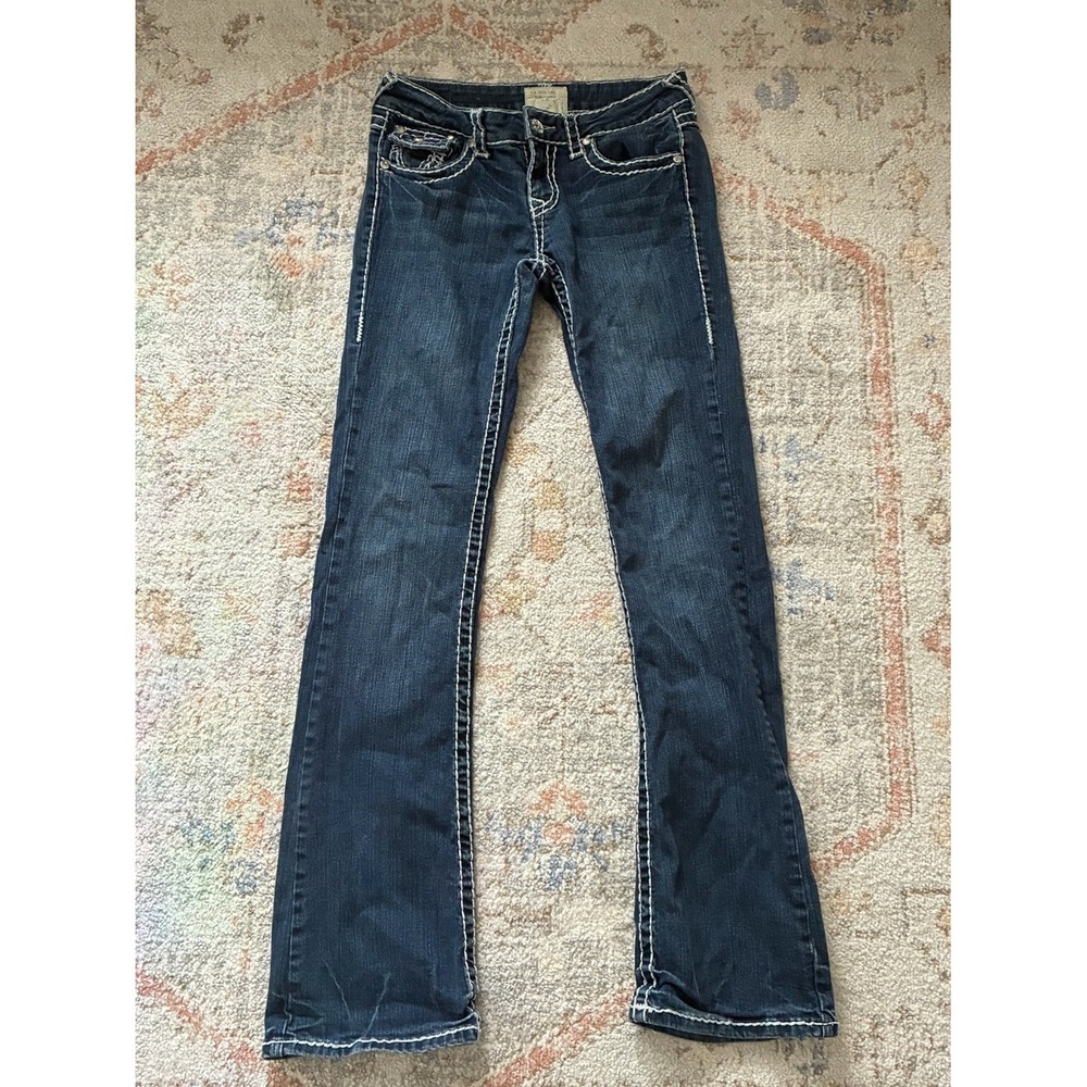 L.A. Idol USA Heavy Stitch Flare Jeans Low Rise Dark Wash Y2K Western Size 5